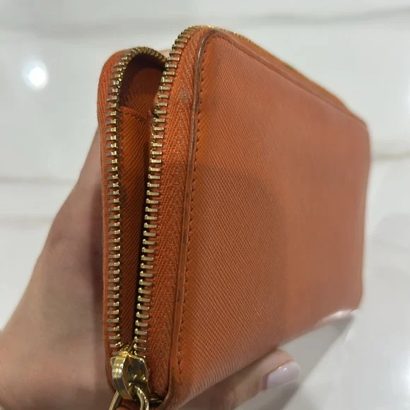 Prada Orange zipper wallet